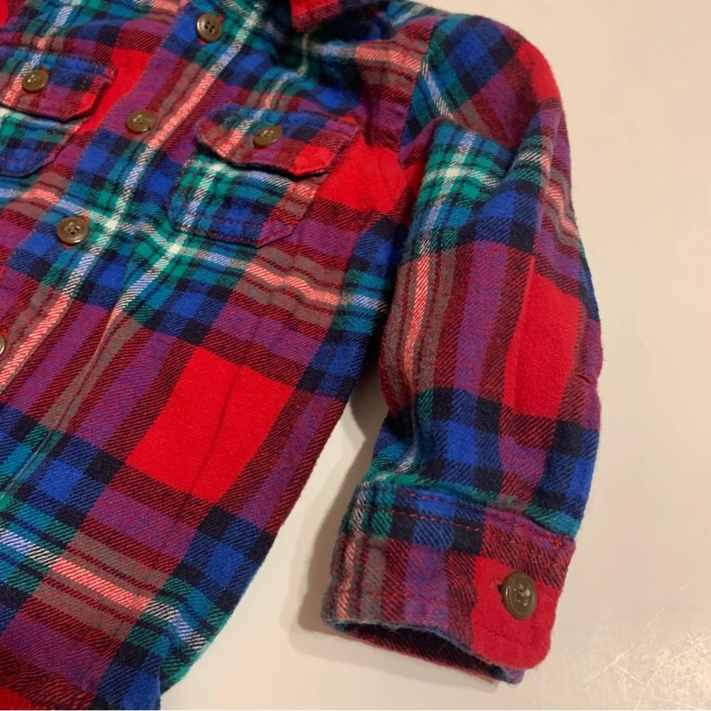 OshKosh B'gosh Plaid Flannel Baby One Piece Body Suit 18M